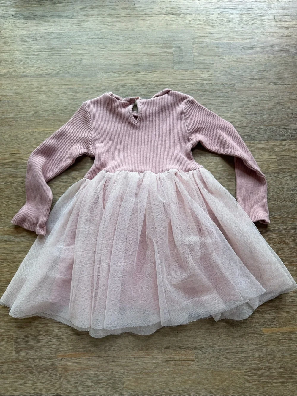 ZARA | Girls' Pink Tulle Rib Knit Dress | 5y